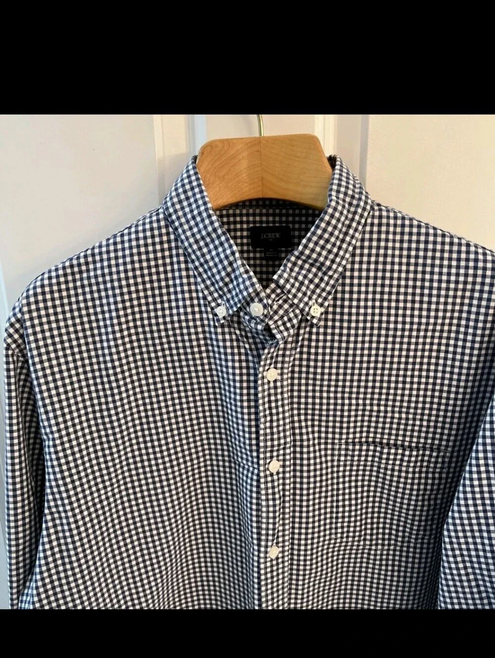 J. Crew Mercantile Flex Performance Navy/ White Gingham Plaid Button-Down Shirt